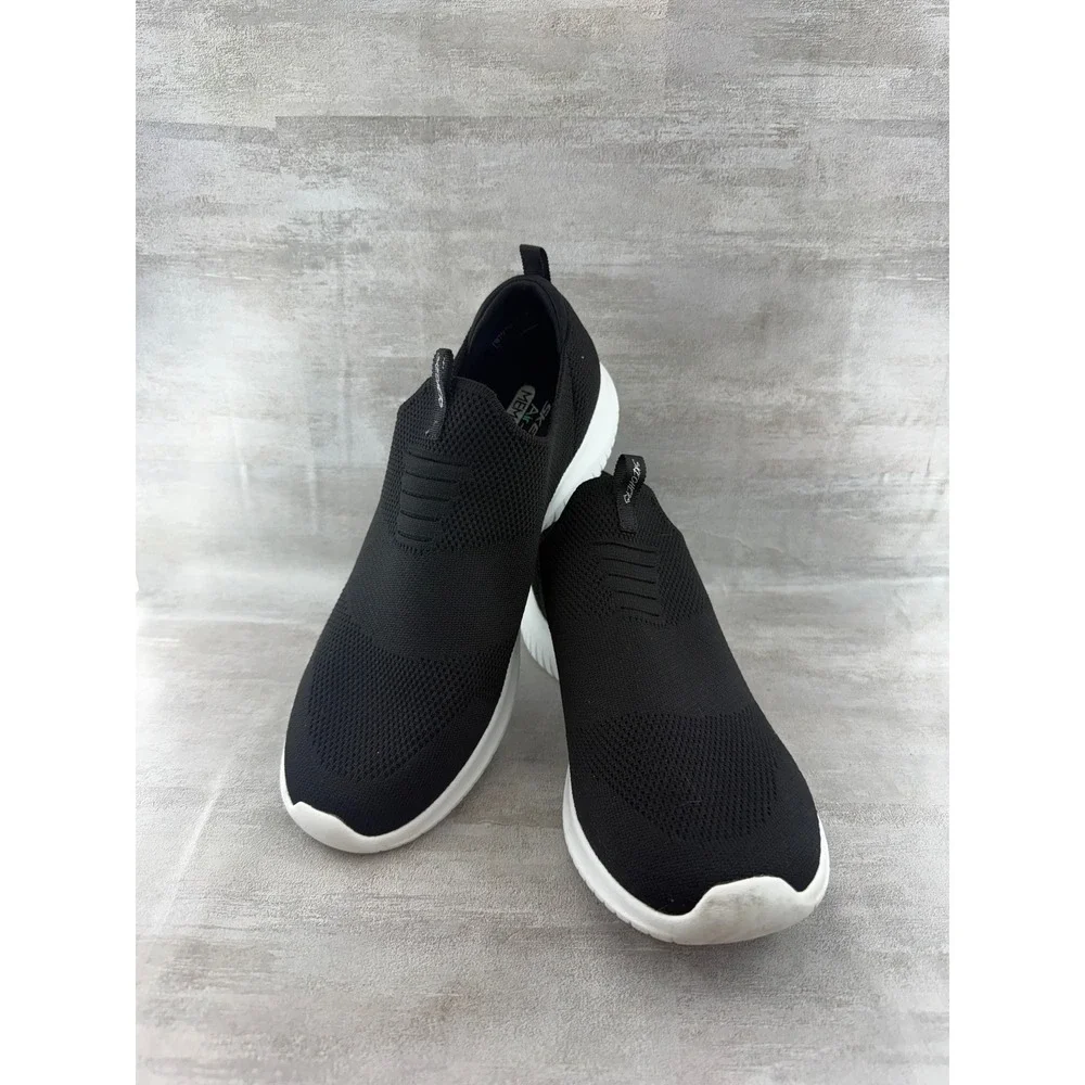 Skechers Ultra Flex Black White Slip On Sneakers 12837TX Women Sz 10